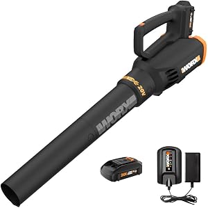 WORX Cordless Leaf Blower, Electric Blower with Turbine Fan, Blowers for Lawn Care with 2 