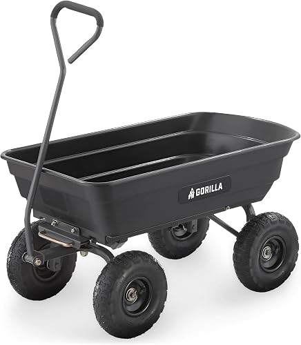 Gorilla Carts Poly Garden Dump Cart, 4 Cu Ft Tub, 600 lb Haul Capacity — Manufacturer product photo — gorilla carts gor4ps review