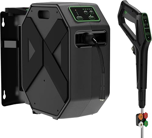 QIOMALA Wall Mounted PowerWasher 5000MAXPSI, 100FT Retractable Hose, F — Real-world performance testing in action