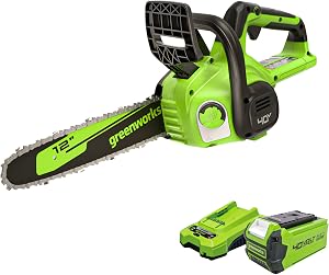 Greenworks 40V 12" Cordless Compact Chainsaw (Great For Storm Clean-Up, Pruning, and 