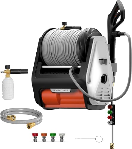 Giraffe Tools Grandfalls Retractable Wall Mounted Pressure Washer Pro, — Build quality and design details up close
