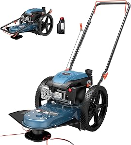 SENIX 22 Inch Walk Behind String Trimmer, 160cc 4-Cycle Engine Gas Brush Hog Mower with 14
