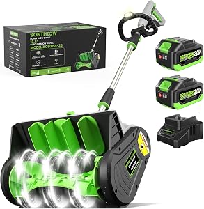 40V Brushless Cordless Snow Shovel, 13.5Inch Electric Snow Blower with 2X 4.0Ah Batteries 