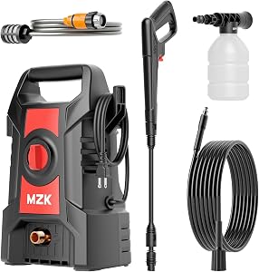 MZK 2026 New Lightweight Pressure Washer, Portable One-Button Start with 4 Adjustable Nozz