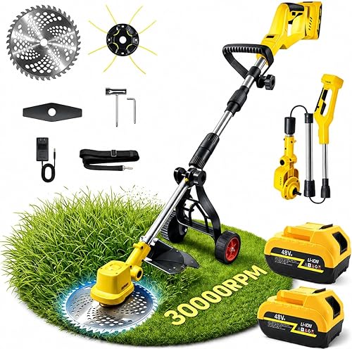 2026 New 30000 RPM Brushless Cordless Weed Wacker with Wheels, 12-Inch — Build quality and design details up close