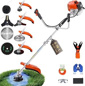 IVOVI 52cc 4-in-1 Gas Weed Eater and Brush Cutter - Straight Shaft Commercial Weed Wacker 