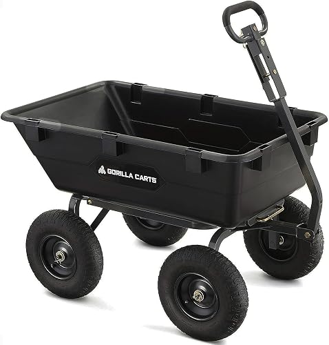 Gorilla Carts Heavy-Duty Poly Yard Dump Cart, 6 Cu Ft Tub, 1200 lb Hau — Key features at a glance