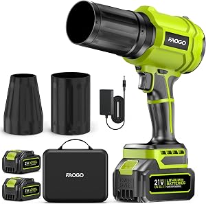 FAOGO Cordless Leaf Blower with 2 Batteries & Charger - 990,000 RPM Electric Handheld 