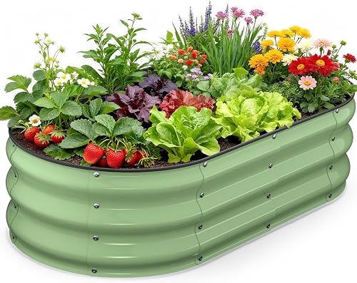 Yumatum Raised Garden Bed 4×2×1 FT, Galvanized Metal Raised Planter Bo — Build quality and design details up close