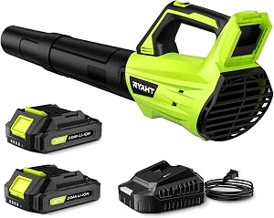 Leaf Blower Cordless, Leaf Blower with Battery and Charger - 2 Speed Modes, 2 Batteries, 2