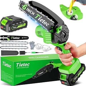 Tietoc Chainsaw 6 Inch Mini Electric Chainsaw Cordless Battery Powered, Hand Held Saw for 