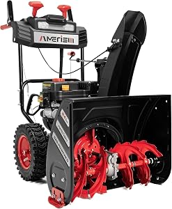 AMERISUN 24-Inch Gas Snow Blower with 212cc 4-Cycle OHV Engine, Recoil Start, 40Ft Snow Th