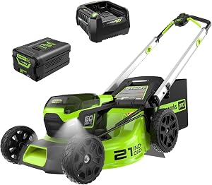 Greenworks 60V 21" Brushless (Push) Cordless Lawn Mower, 5.0Ah Battery (1/2 Acre, Rap