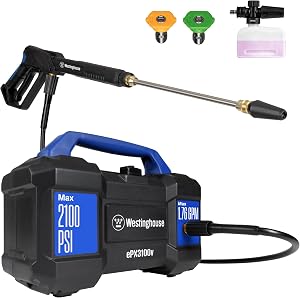 Westinghouse ePX3100v Electric Pressure Washer, 2100 Max PSI 1.76 Max GPM, Built-in Carry 