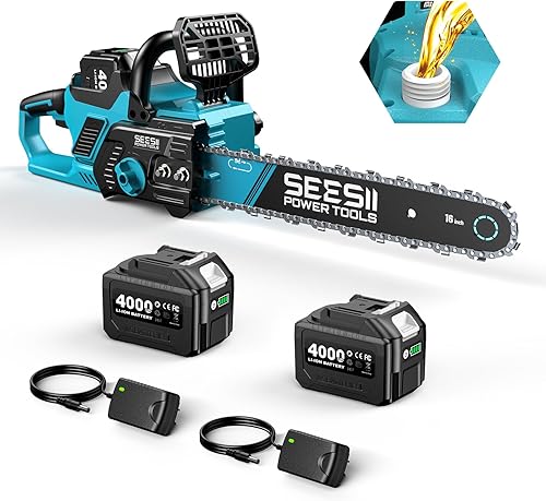 SEESII 40V 16-Inch Cordless Chainsaw: Brushless Electric Chain Saws wi — Build quality and design details up close
