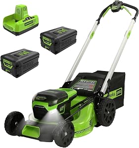 Greenworks 60V 21" Cordless Lawn Mower, Brushless Self-Propelled Mower with 2x4.0Ah B
