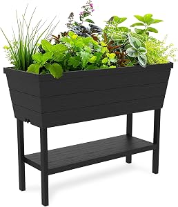 Keter Urban Bloomer 12.7 Gallon Raised Garden Bed and Outdoor Herb Garden Planter with Sel