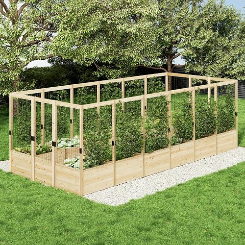AMERLIFE Raised Garden Bed with Deer Proof Fence, 7.5Wx17Dx6H Outdoor — Our recommended configuration for best results