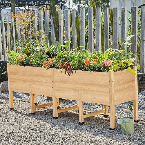 AMERLIFE 7x2 Ft Raised Garden Bed, 16 Inch Depth Featuring Legs, Drain — Build quality and design details up close